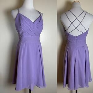 Belsoie Lavender Party Dress Size 10 Crystal Criss Cross Straps Homecoming Prom
